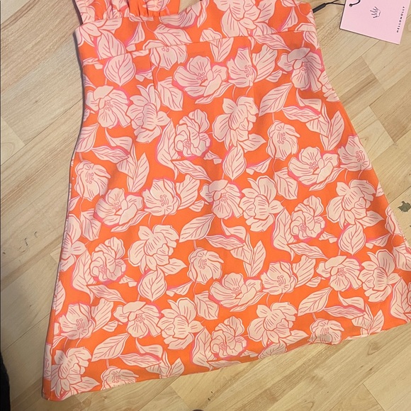 Hello Molly Coral Pink Floral Halter Mini Dress - Picture 3 of 6
